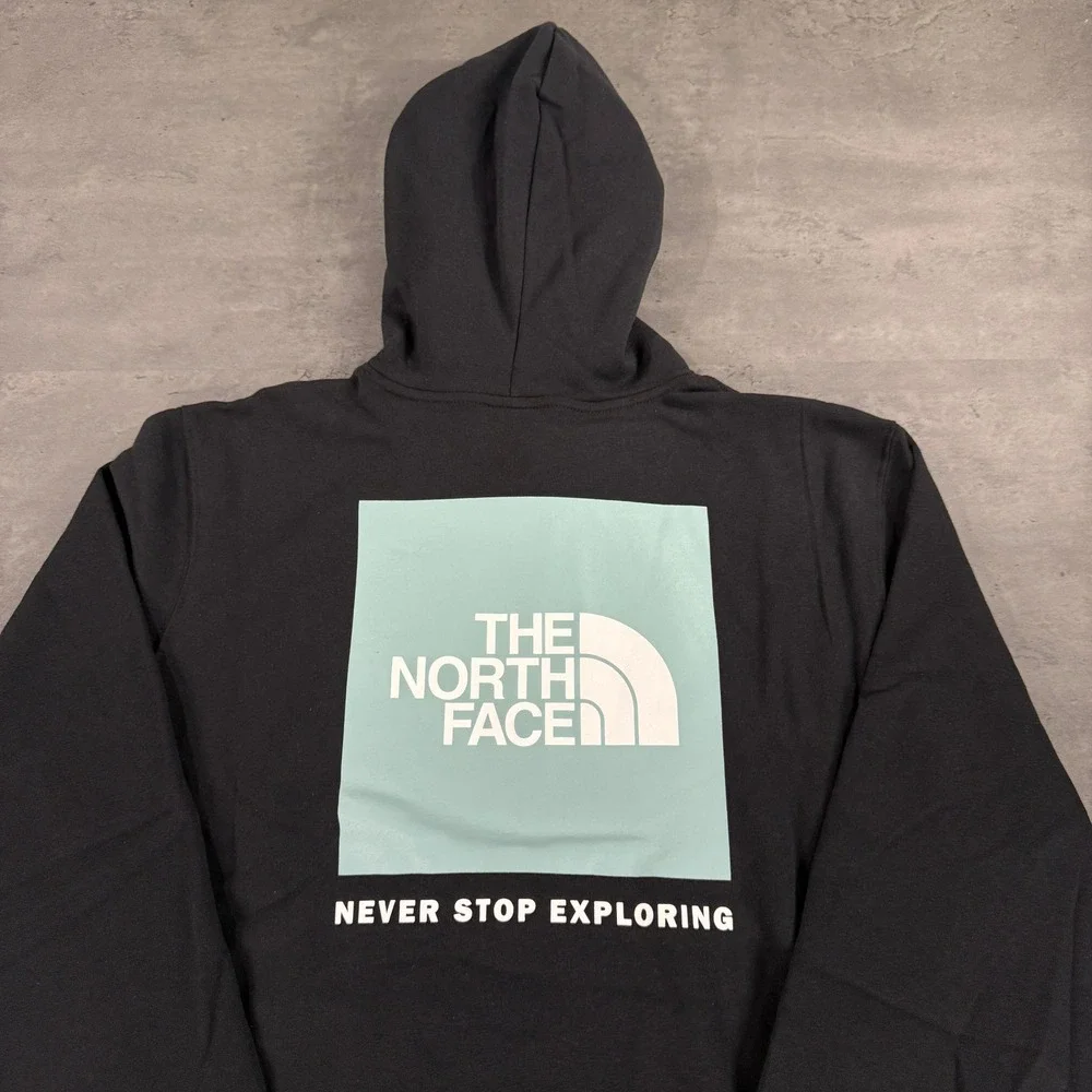 The North Face Hoodie Men XL Box Logo Denali NSE Black Mint Blue Graphic NEW $60